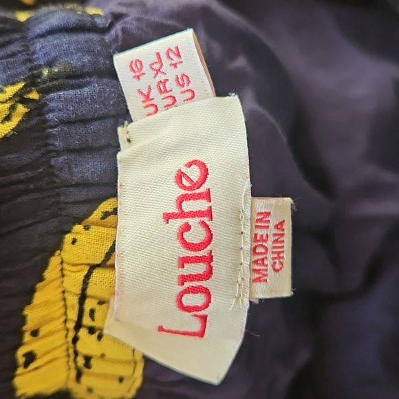 Louche Navy and Yellow Banana Print Skirt Size 12 - Picture 6 of 7